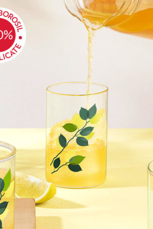 Borosil Vision Green Leaves Glass, Set of 6 - 295 ml