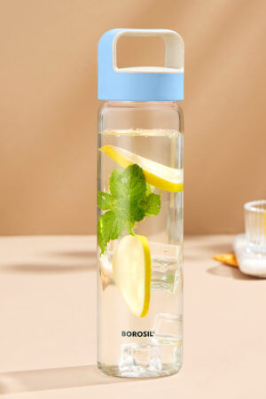 Neo Borosilicate Glass Bottle - Blue Lid - 1L