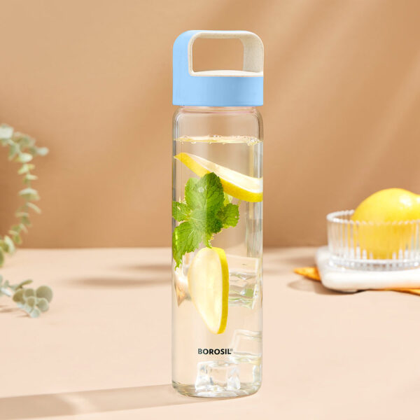 Neo Borosilicate Glass Bottle - Blue Lid - 1L