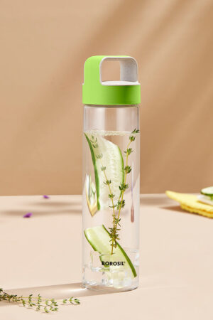 Neo Borosilicate Glass Bottle - Green Lid - 1L