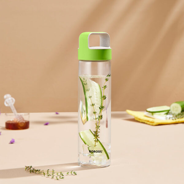 Neo Borosilicate Glass Bottle - Green Lid - 1L