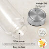 Borosil Crysto Glass Bottle w SS Lid - 1L - Image 6