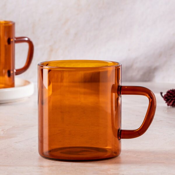 Borosil Vision Amber Mug, Set of 6 - 190 ml