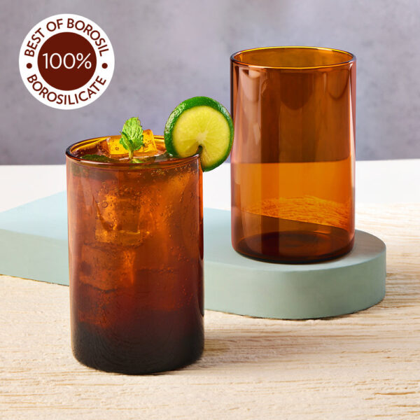 Borosil Vision Amber Glass, Set of 6 - 295 ml