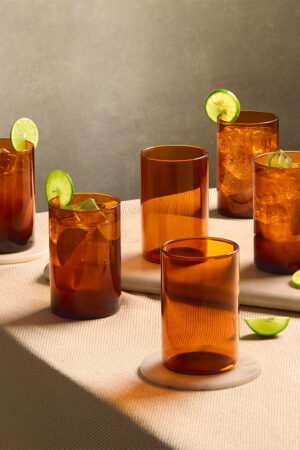 Borosil Vision Amber Glass, Set of 6 - 350 ml