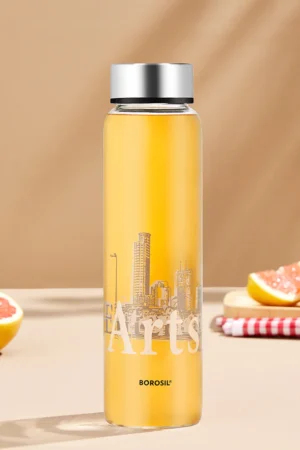 Roma Glass Bottle w Wide Mouth, Silver Lid