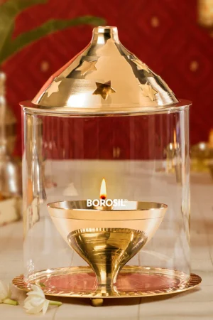 Borosil Akhand Diya, Brass-Large