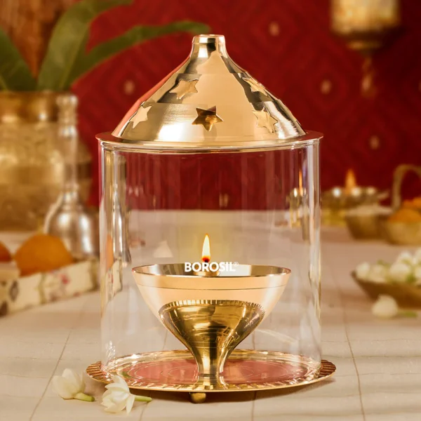 Borosil Akhand Diya, Brass-Large