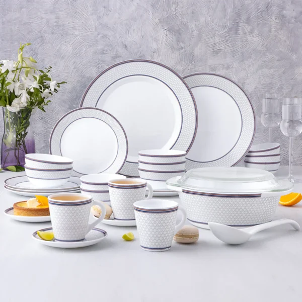 Larah By Borosil Starlight Dinner Set-49 pc