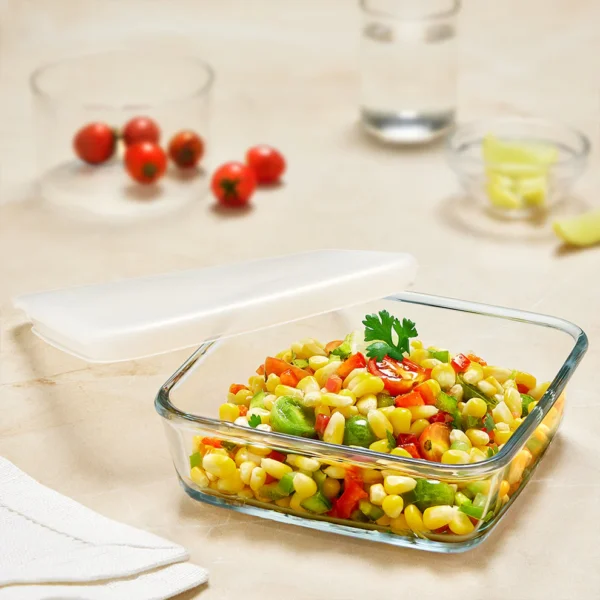 Borosil Square Baking Dish w lid-500 ml