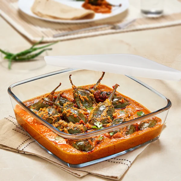 Borosil Square Baking Dish w lid-1.6 L