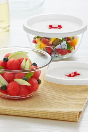 Borosil Mixing Bowl White Lid, Set of 2 500 Ml
