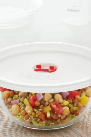 Borosil Mixing & Serving Bowl, White Lid 1.3 L