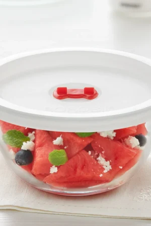 Borosil Mixing & Serving Bowl, White Lid 350 Ml