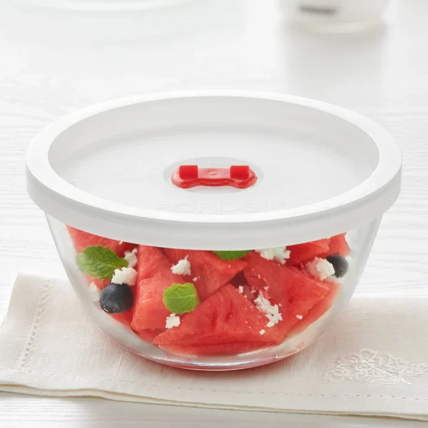 Borosil Mixing & Serving Bowl, White Lid 350 Ml