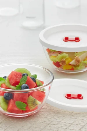 Borosil Mixing Bowl White Lid, Set of 2 350 Ml