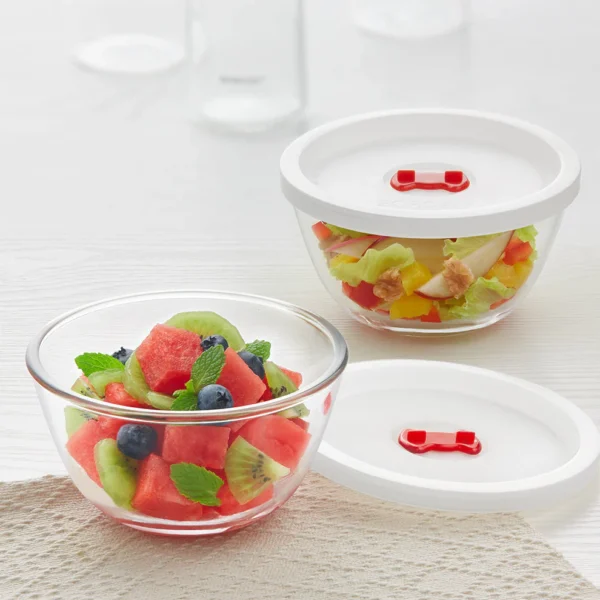 Borosil Mixing Bowl White Lid, Set of 2 350 Ml