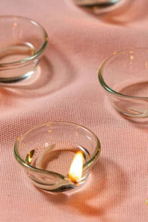 Borosil Glass Diya, Set of 6 Small