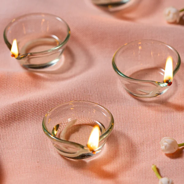 Borosil Glass Diya, Set of 6 Small