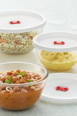 Borosil Basic Mixing Bowl w Lid Set of 3