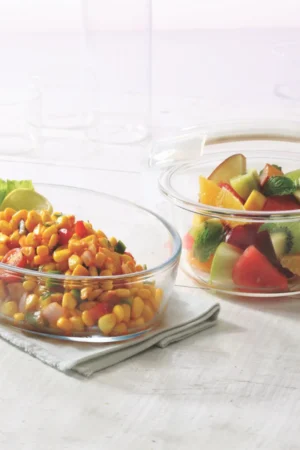 Borosil Oval Dish + Klip n Store Round Set(700 ml,620 ml)