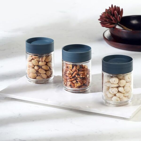 CELLO Modustack Glassy Storage Jar Set of 3 (300 ml x 3), Grey