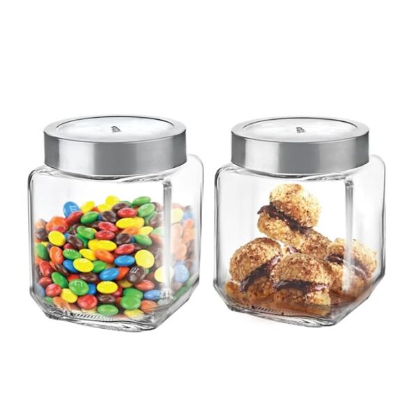 CELLO Qube Fresh Glass Storage Jar with See Through Lid Set of 2, (580 ml x 2)