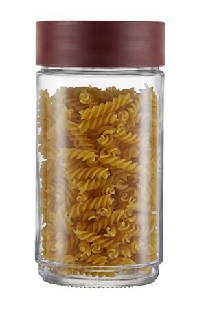 CELLO Modustack Glassy Storage Jar (2000 ml), Maroon | Glass Jar with Lid