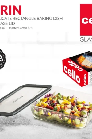 Cello Turin Borosilicate Glass with Lid Baking Dish 1400ml
