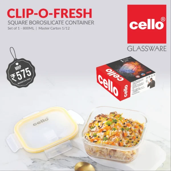 Cello Clip O Fresh Borosilicate Container-800ml
